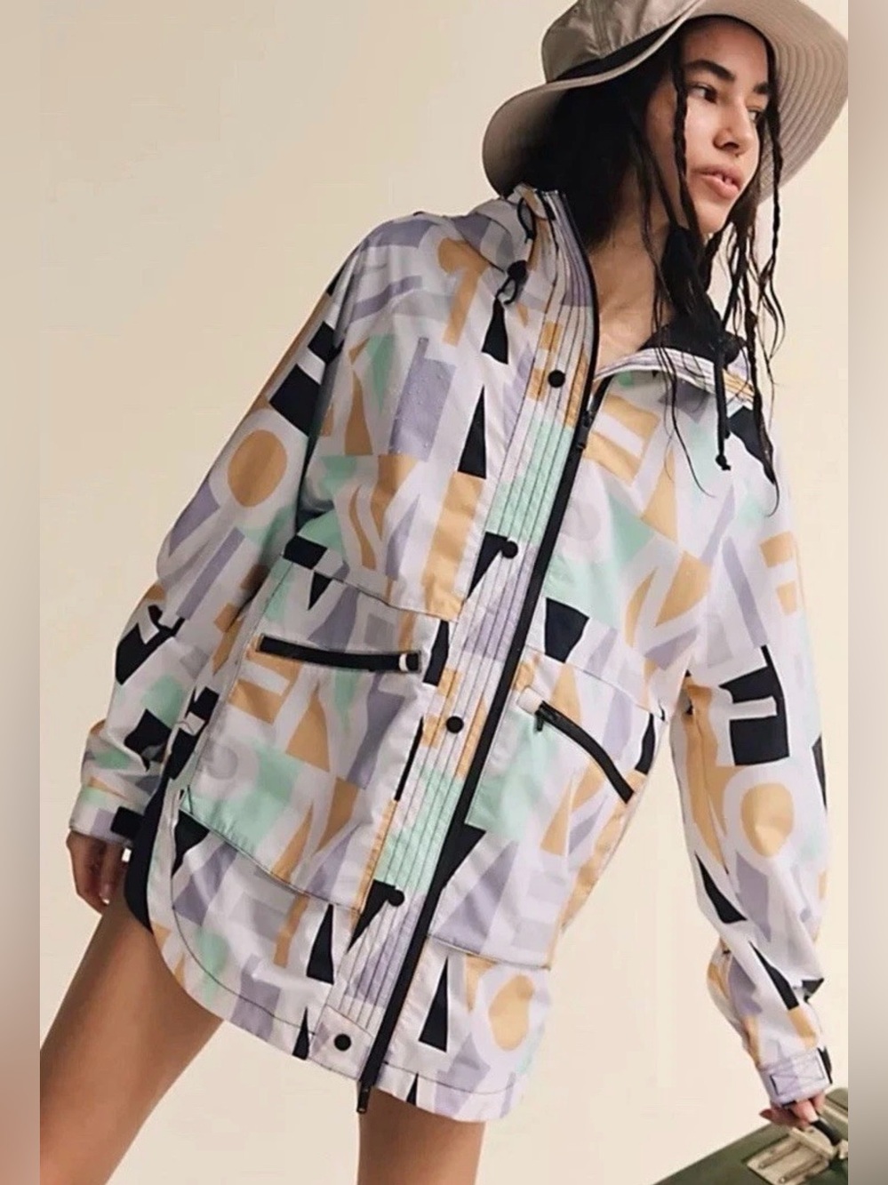 NWOT size XS Free People Movement Singing In the Rain Printed Packable Jacket